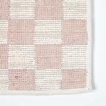 100% Cotton Non Slip Checked Bath Mat | 50 x 80cm | Pink & White