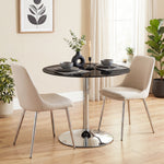 Round Bar Table, Dining Table With Tempered Glass Top And Steel Frame | L | Black