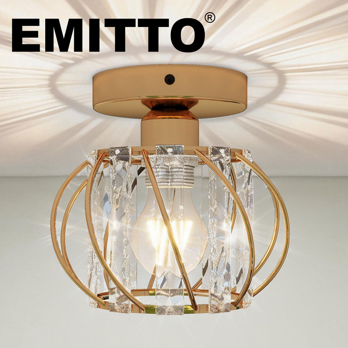 Emitto Crystal Ceiling Light Semi Flush Mount Chandelier Modern Hallway