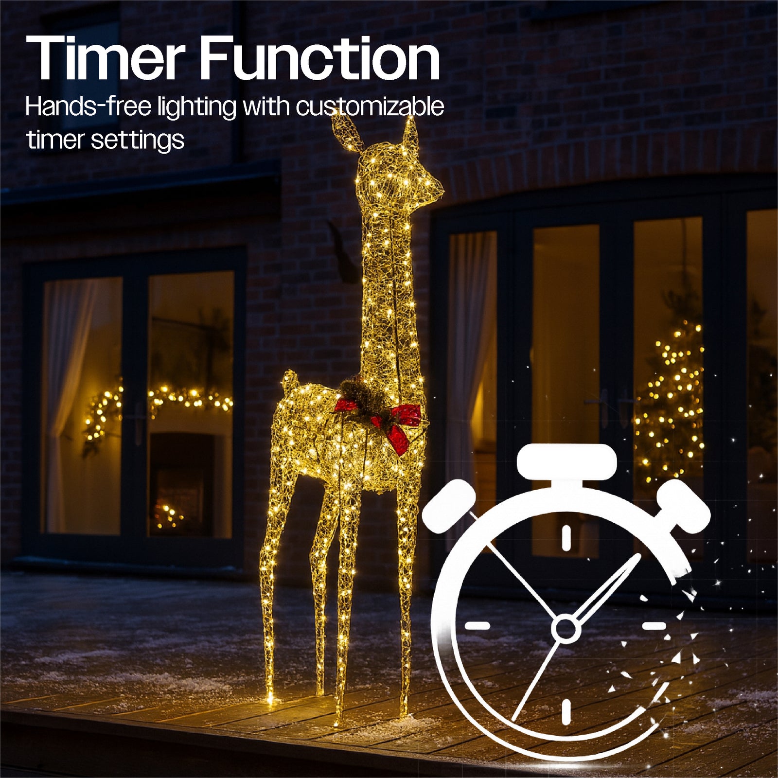 Xmas Haus 107cm Gold Rattan Led Christmas  Festive Deer