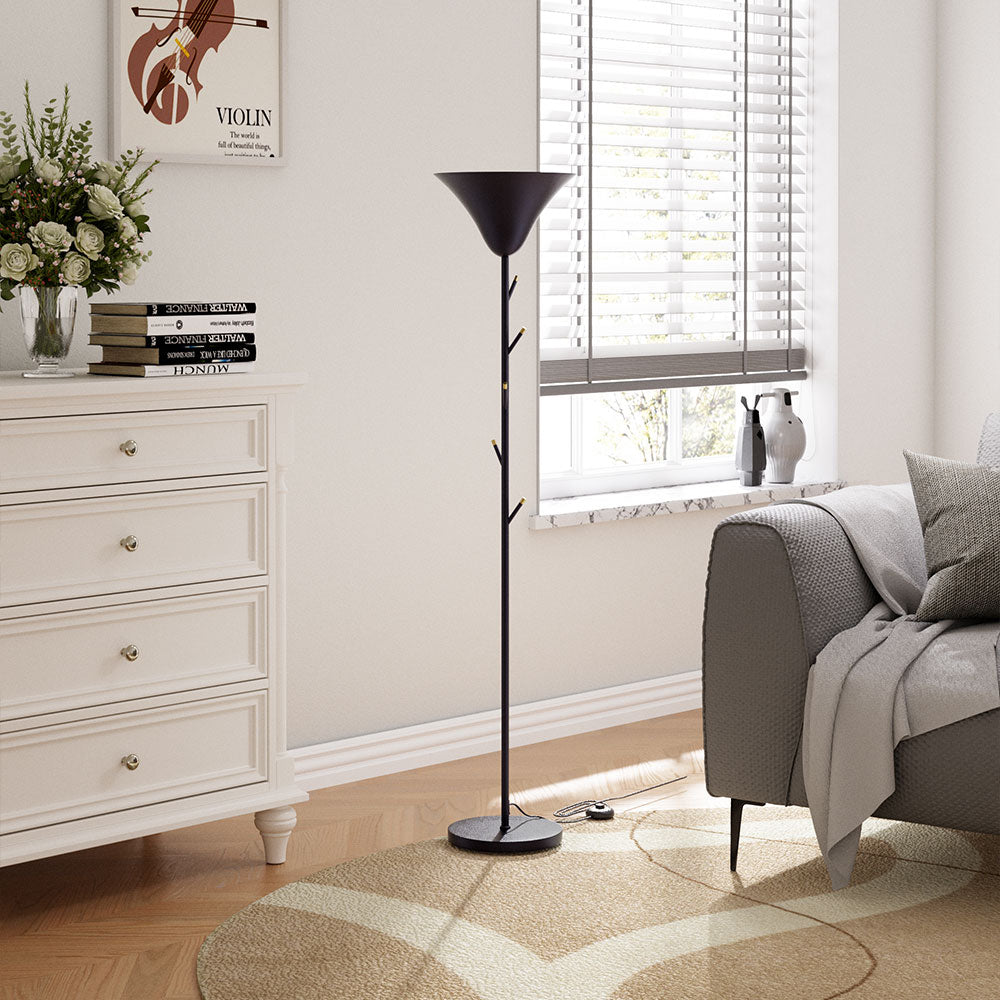 Modern Black E14 1-light Floor Lamp With Coat Rack