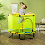 4.6ft Kids Trampoline With Enclosure Safety Net For 1-6 Years Yellow