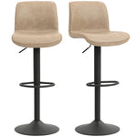 Barstools Set Of 2, Dining Stools With Backrest And Footrest | Beige