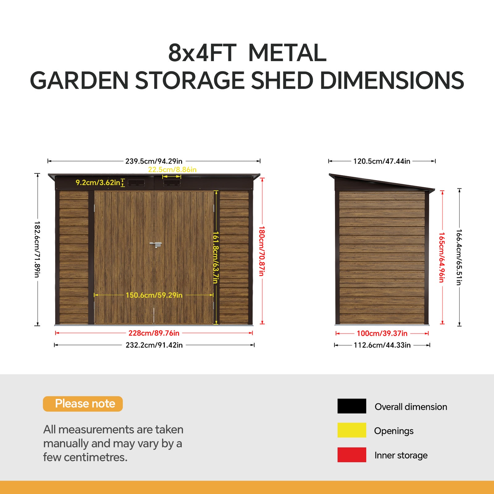 Breeins 8x4FT Outdoor Metal Storage Shed