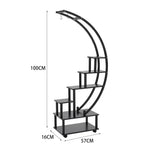 2pcs Half-moon-shaped Plant Stand Display Shelf With Wheels
