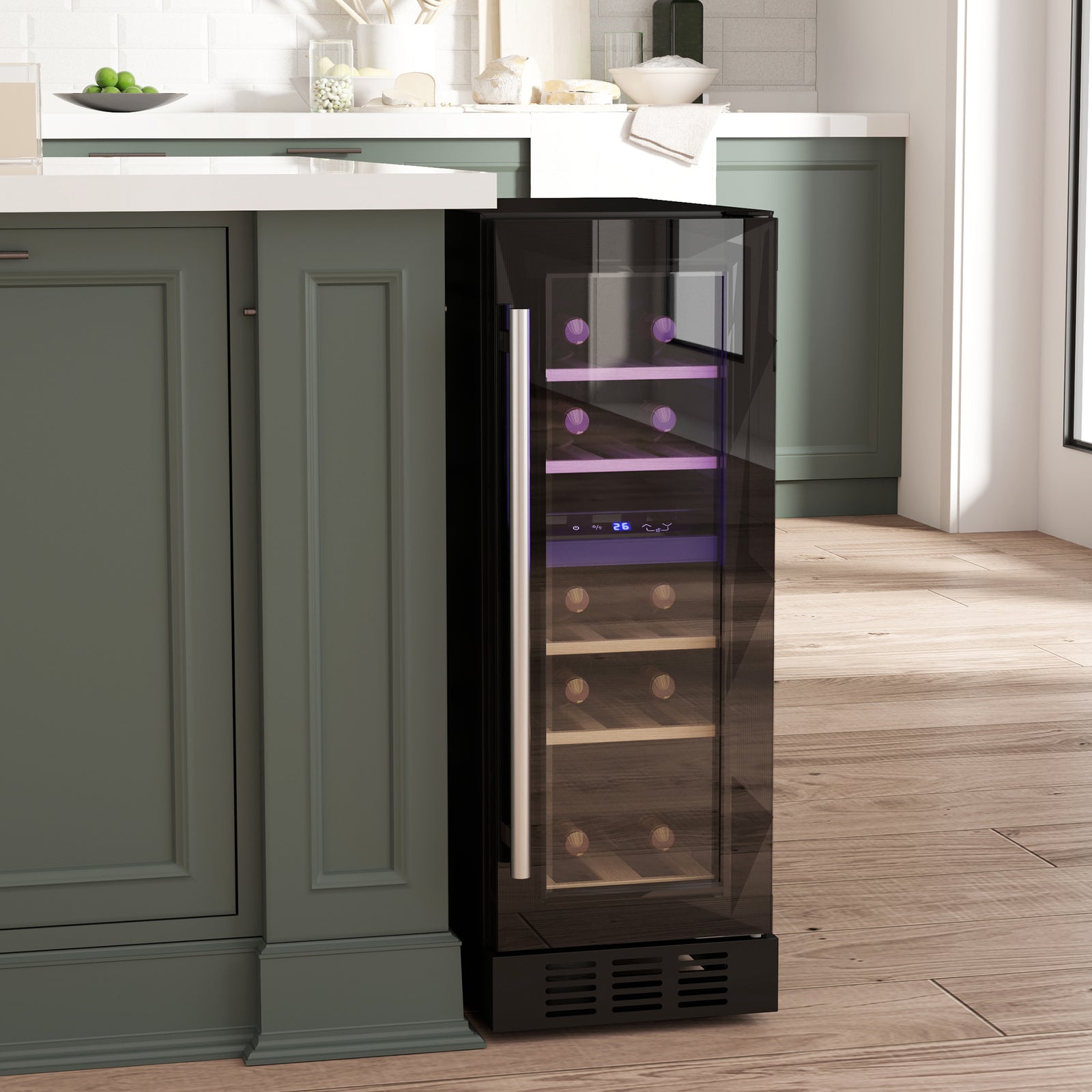 16 Bottle Dual Zone Built-in Wine Cooler Fridge Glass Door