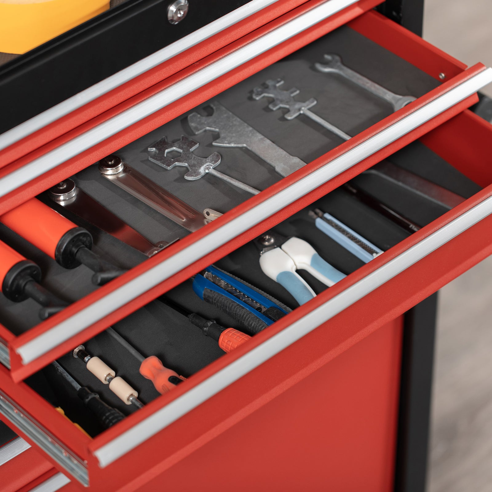 DURHAND 6 Drawer Tool Cabinet, Lockable, Wheels