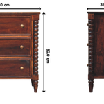 Spindle Winewood Chest,3 Drawers, Brown | 2 | Brown
