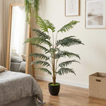 HOMCOM 120cm Tall Artificial Fern Topiary Tree In Cement Pot, Green