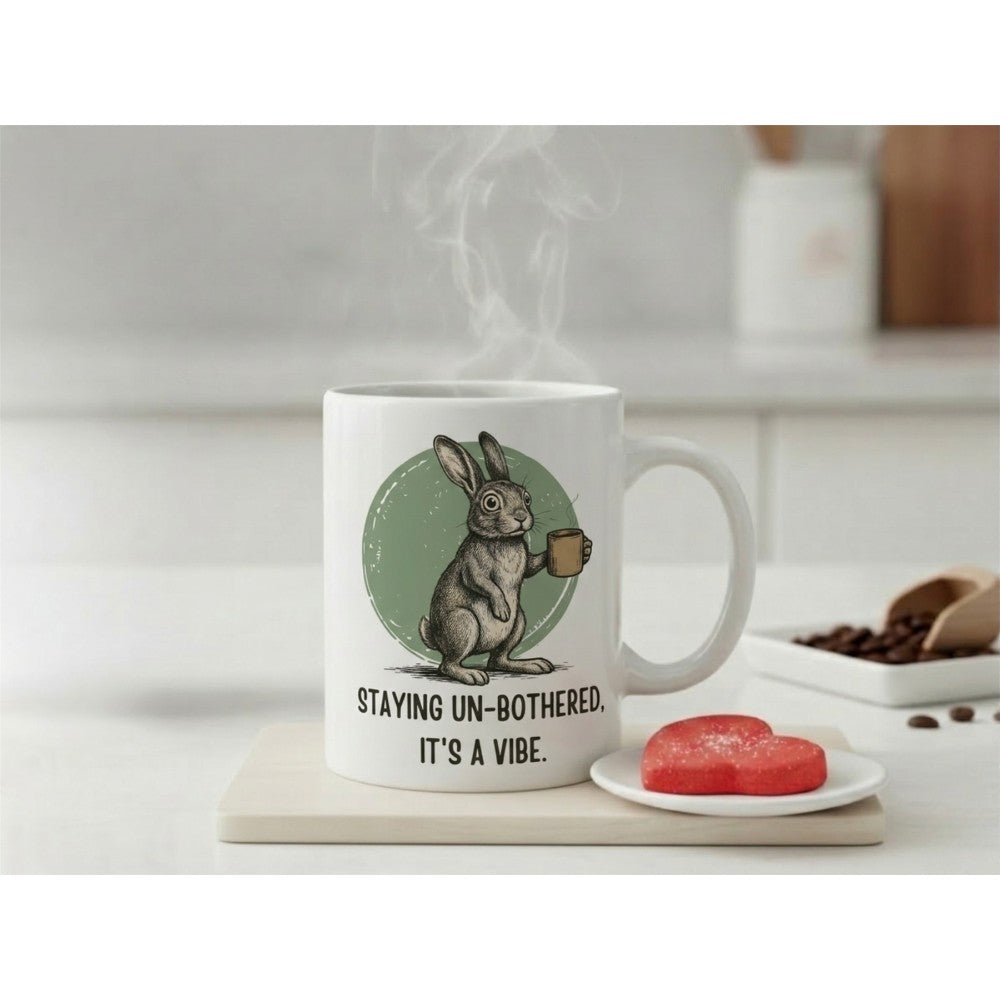 Staying Un-bothered It’s A Vibe Funny Rabbit Quote Ceramic Mug