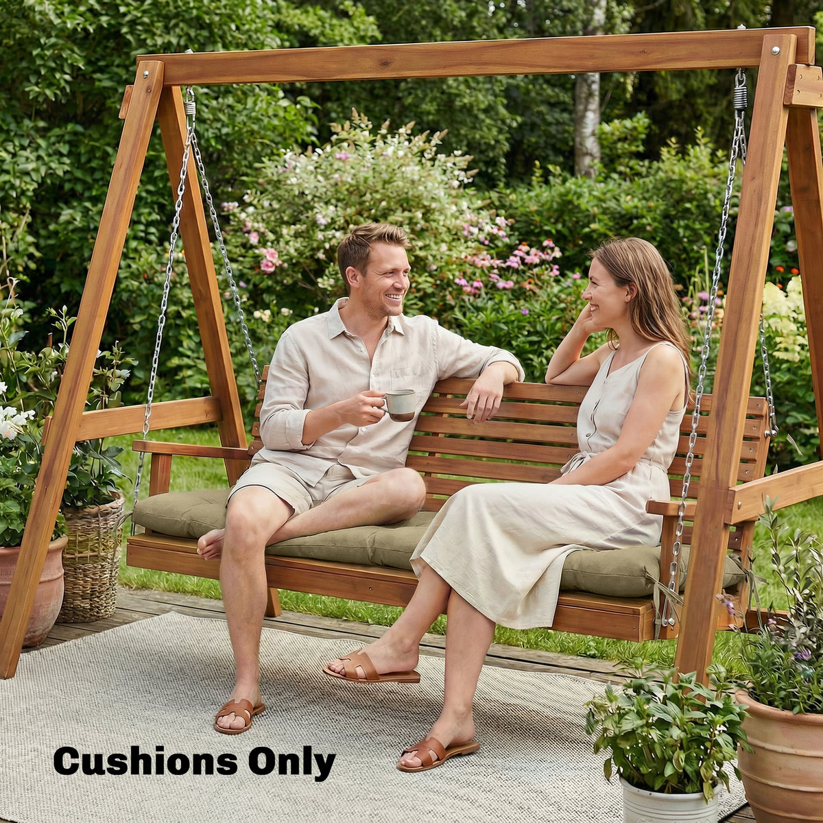 Outsunny Sun Lounger Cushion, Memory Foam Patio Chair Cushion With Ties