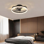 Modern Gold/black Crystal Ceiling Fan Light 48cm 30w Led With 3-color Dimming, 6-speed, 2.4g App Control, Reversible Rotation & Sleep Timer | Black