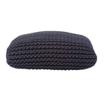 HOMESCAPES Black Square Cotton Knitted Pouffe Floor Cushion