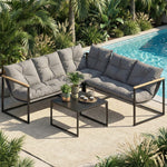 Outsunny 4 Piece Garden Furniture Set With Cushions Coffee Table, Grey