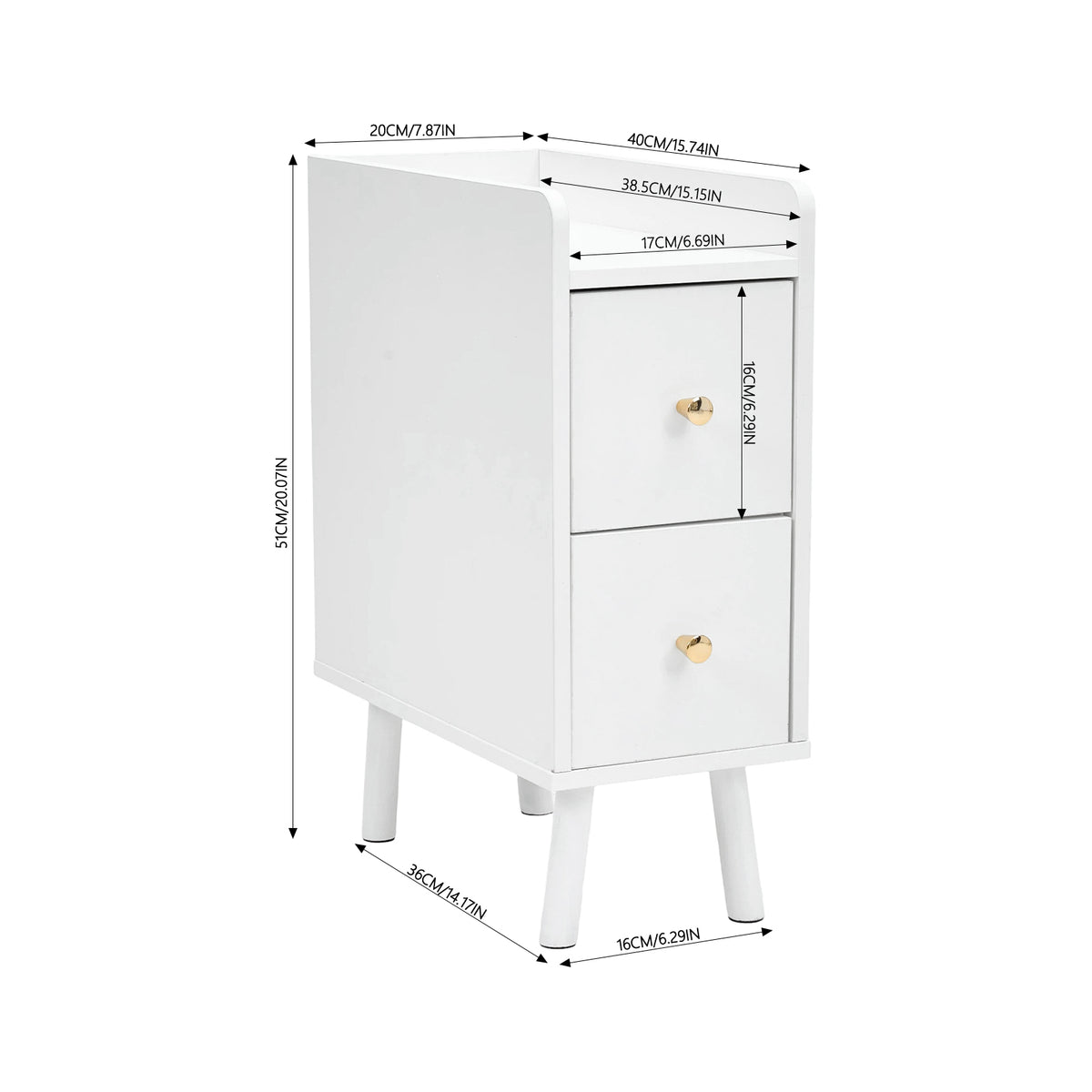 Modern Mdf Bedside Table With 2 Drawers | White