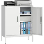 HOMCOM Metal Storage Cabinet With Lock For Home Office, Garage, Study
