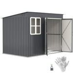 8.5 X 6ft Galvanised Steel Garden Shed With Foundation Kit | Dark Gray