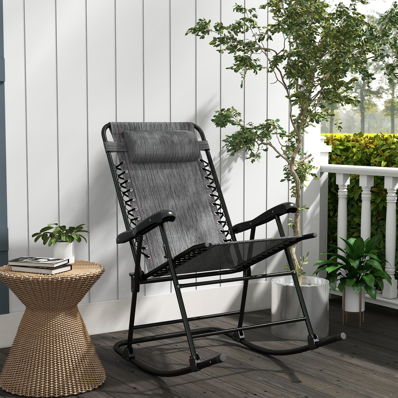 Folding Rocking Chair Zero Gravity With Headrest