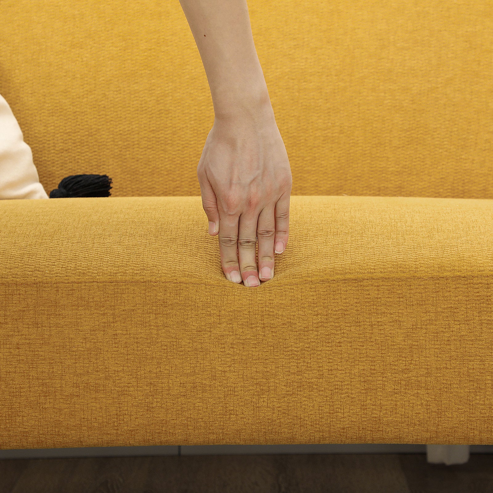 2 Seater Sofa With 21cm Thick Padding And Wood Legs | Yellow
