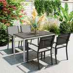 120x70cm Aluminium Table, Slatted Top, Black
