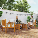 4 Seater Acacia Wood Patio Conversation Set Slatted Design Teak