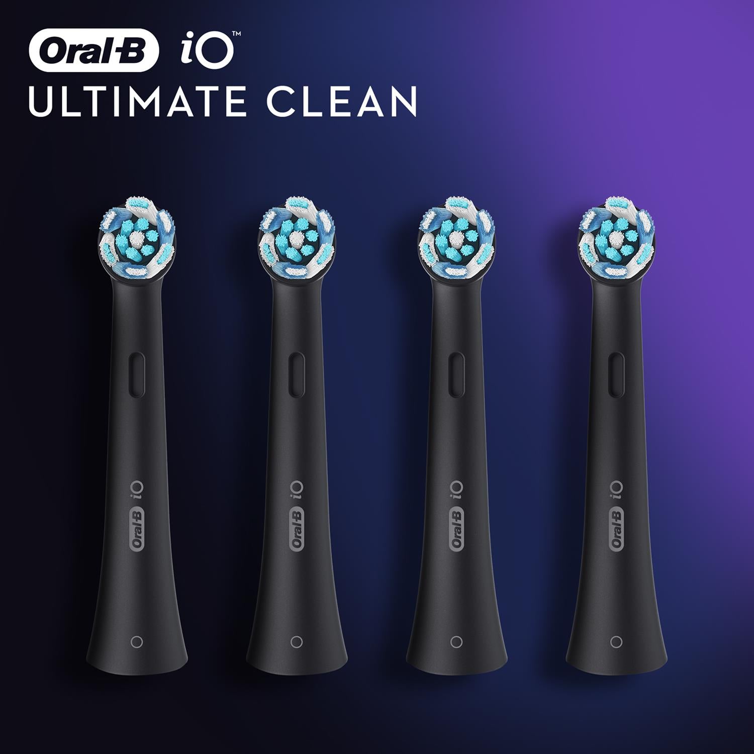 Io Ultimate Clean Toothbrush Refill Replacement Heads Black, Pack Of 4