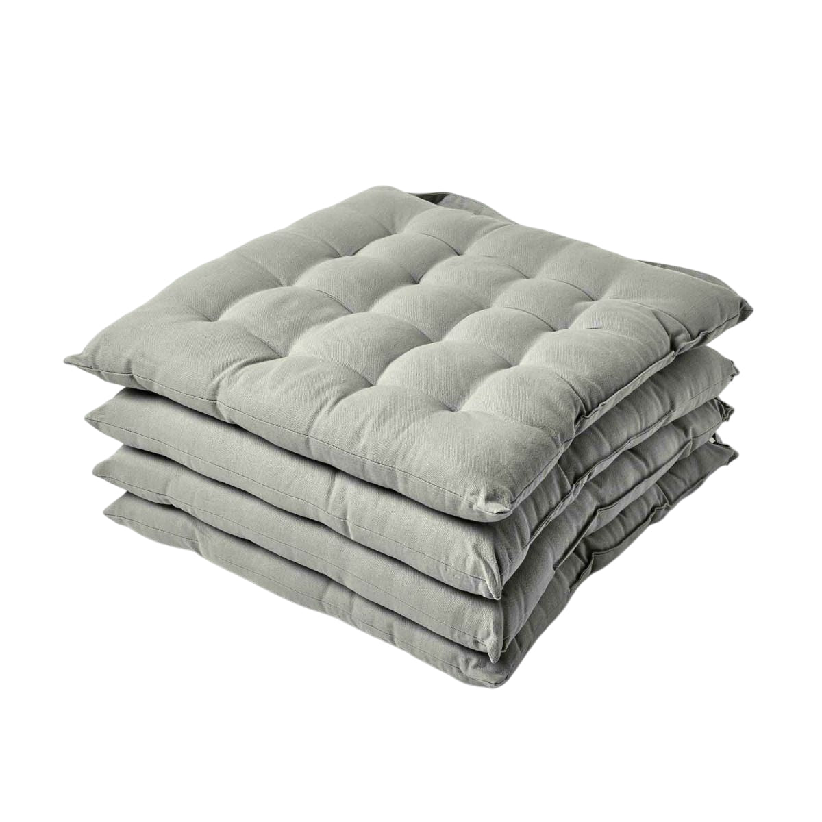 100% Cotton Seat Pads Plain Chair Cushions For Dining Room, Kitchen, Or Outdoor Garden Use | Set-of-4 | Grey