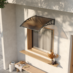 1-2.7m Curved Outdoor Door Window Awning Canopy - Transparent Brown PET Plastic Elegant Sun Rain Cover | XS | Brown