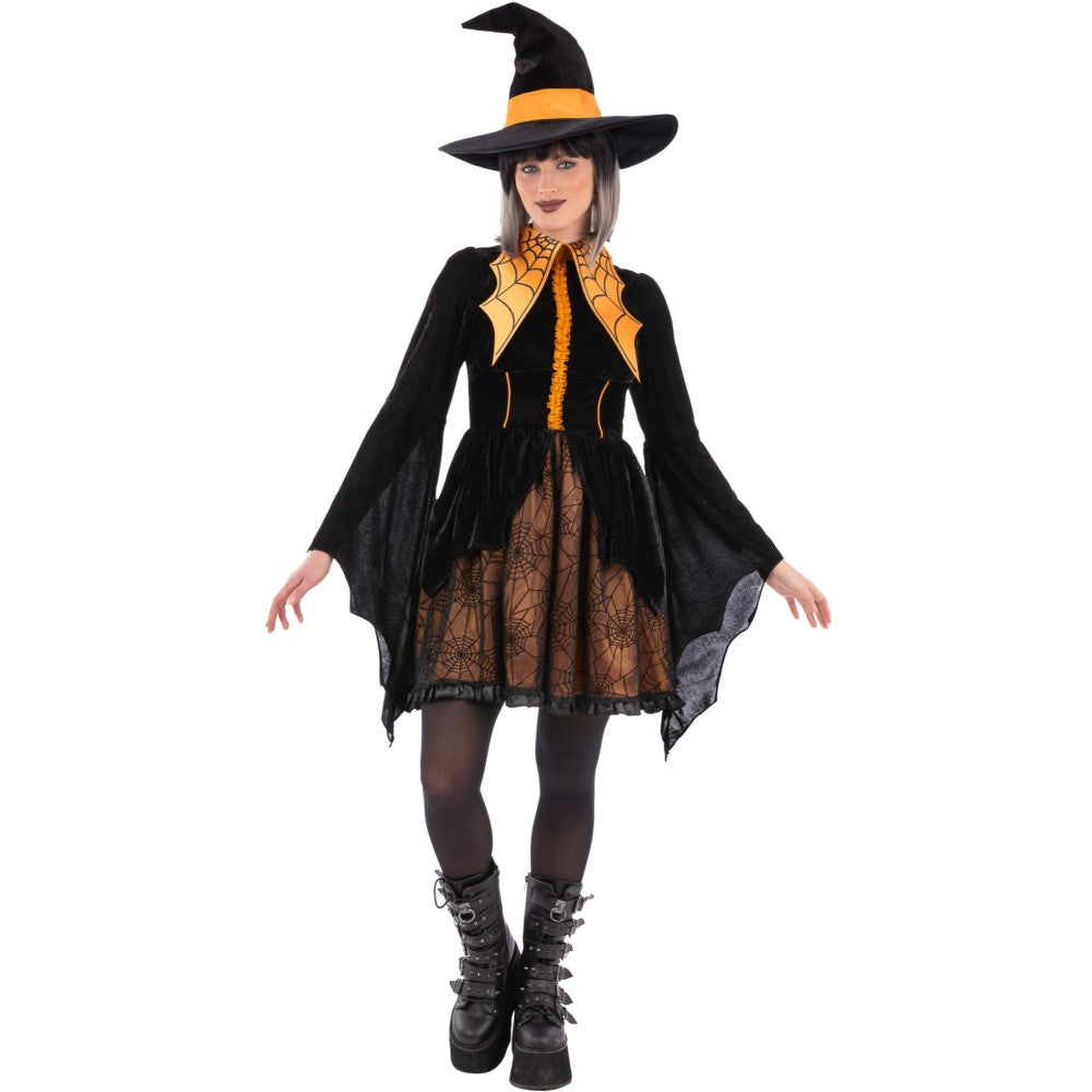 Orange Cosplay Spider Witch Costume | Small