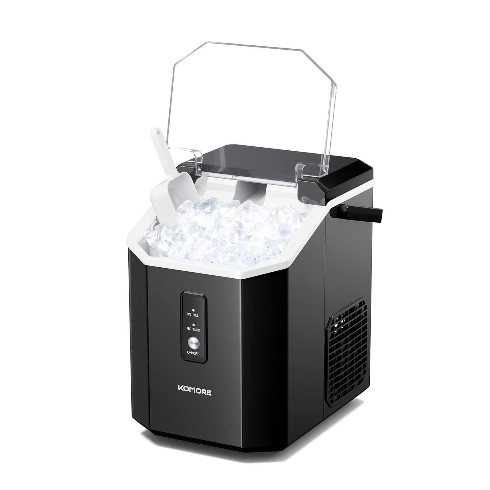 Nugget Ice Maker Portable Ice Machine With Handle, 15kg/24h, Ready In 5 Minutes, Self-cleaning, Easy To Use For Home | Black