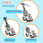 3 In 1 Ride On Push Car, Cartoon Robot Foot To Floor Slider | White