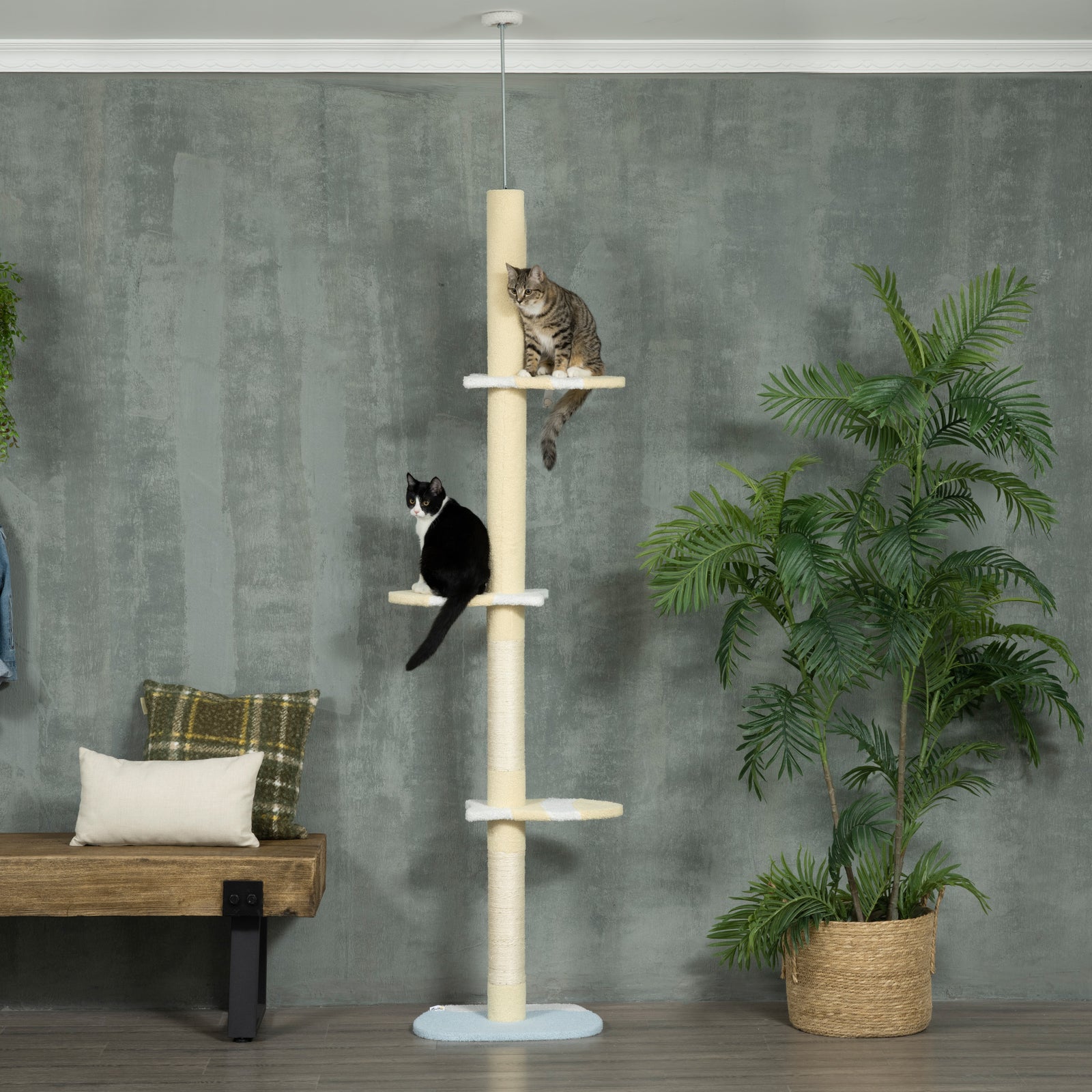 260cm Height Adjustable Floor-to-ceiling Cat Tower W/ Anti-slip Kit