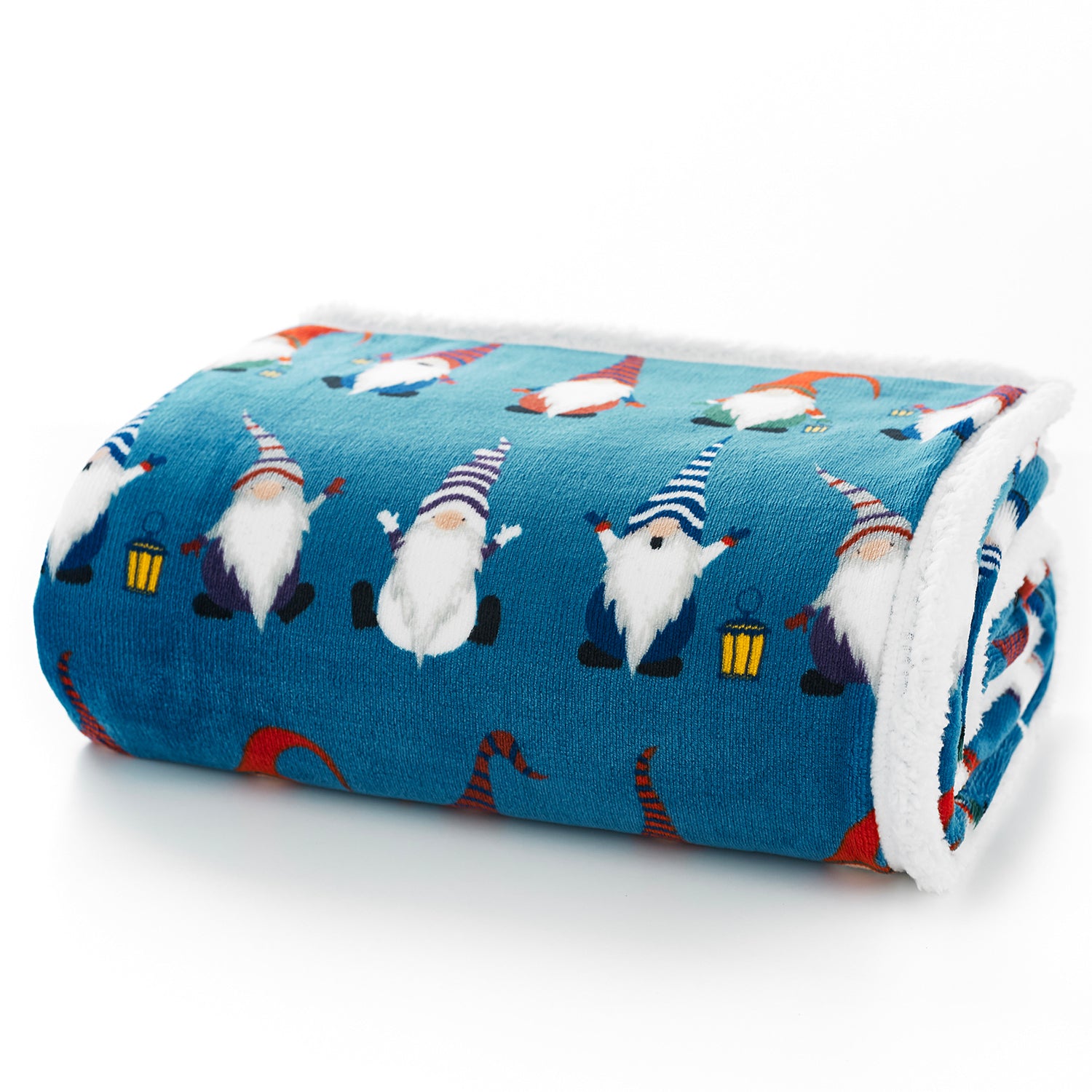 Hey Ho Blue Cuddly Sherpa Fleece Throw | 140cm x 180cm | Blue