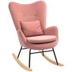 Velvet Rocking Chair With Lumbar Pillow, Bedroom