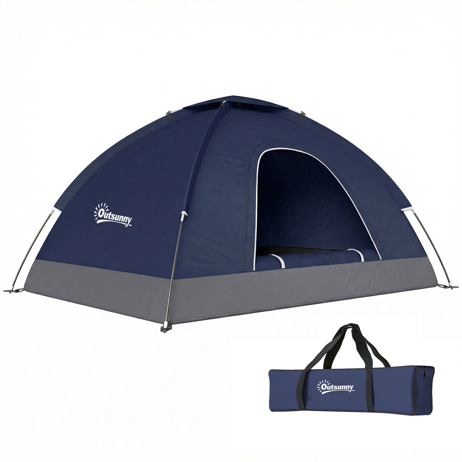 2 Person Camping Tent, Dome Tent With Storage Pocket | Blue