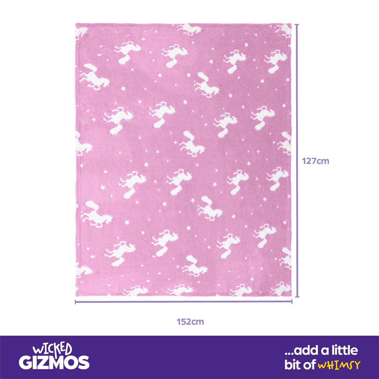Unicorn Glow In The Dark Blanket - Pink