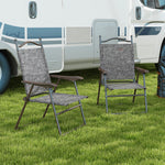 2pcs Folding Chair With Armrest, Breathable Mesh Fabric Seat | Gray