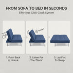 Britney Linen Sofa Bed 3 Seater | Blue