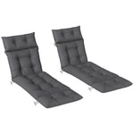 Garden Lounge Chair Cushions Set Of 2, 220gsm Fabric | Dark Gray