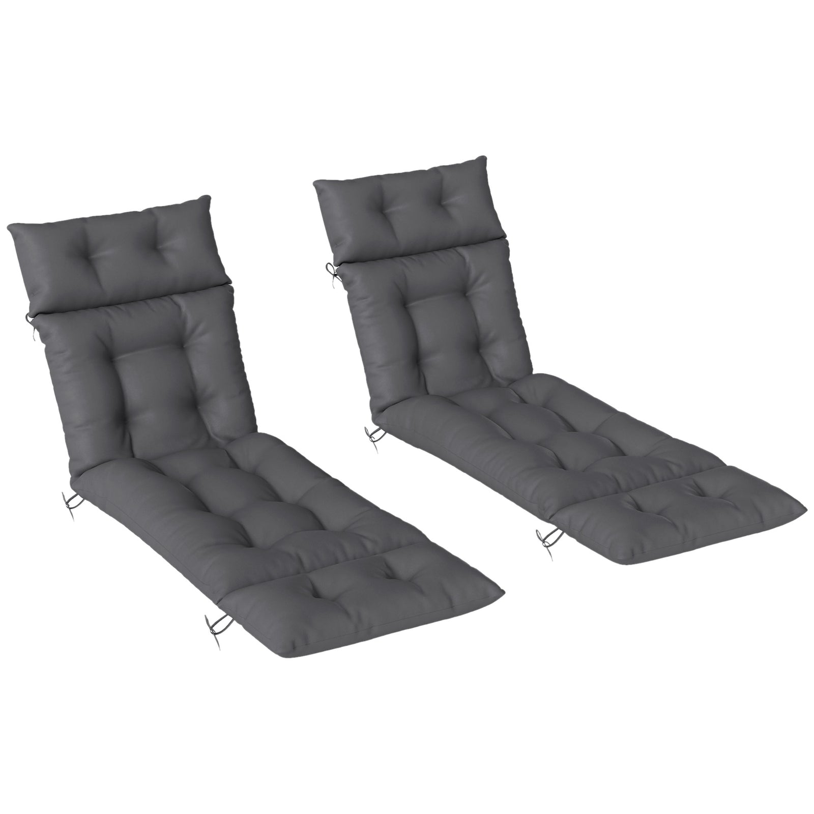 Garden Lounge Chair Cushions Set Of 2, 220gsm Fabric | Dark Gray
