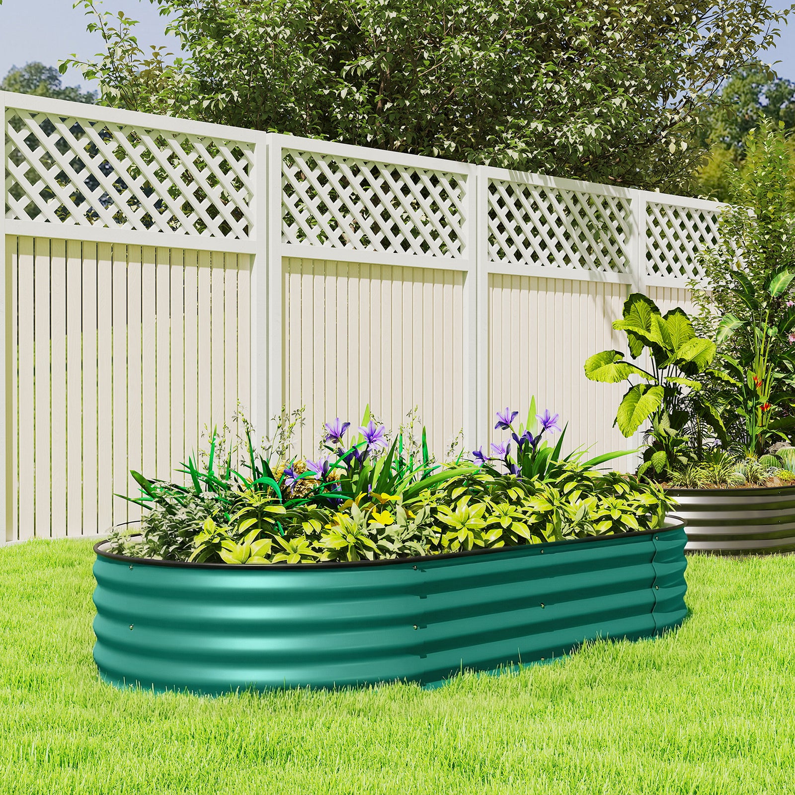Galvanised Raised Garden Bed Planter Box | Green