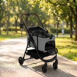 PawHut 3 In 1 Foldable Pet Stroller For Small Dog With Travel Carrier, Grey