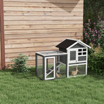 122cm Wooden Rabbit Hutch Bunny Cage Pet House With Tray Ladder Run | Grey