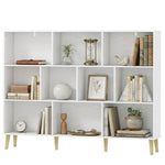 HOMCOM Bookshelf With 10 Cubbies, 3-tier Book Shelf With Wood Legs