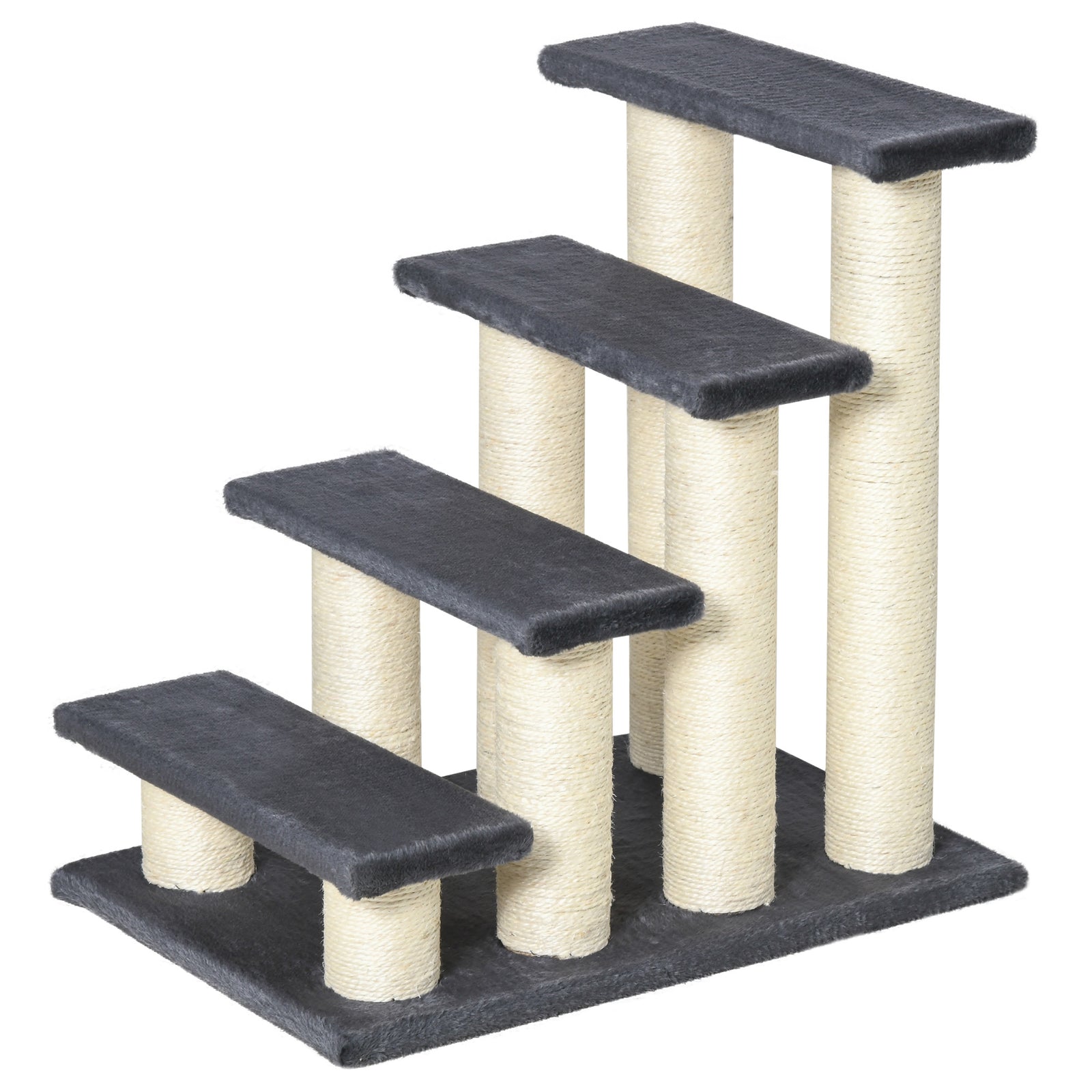 Dog Steps For Bed 4 Step Pet Stairs Ladder For Dog Cat Scratch Post Grey