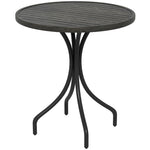 66cm Garden Table, Round Patio Table W/ Steel And Slat Top | Gray