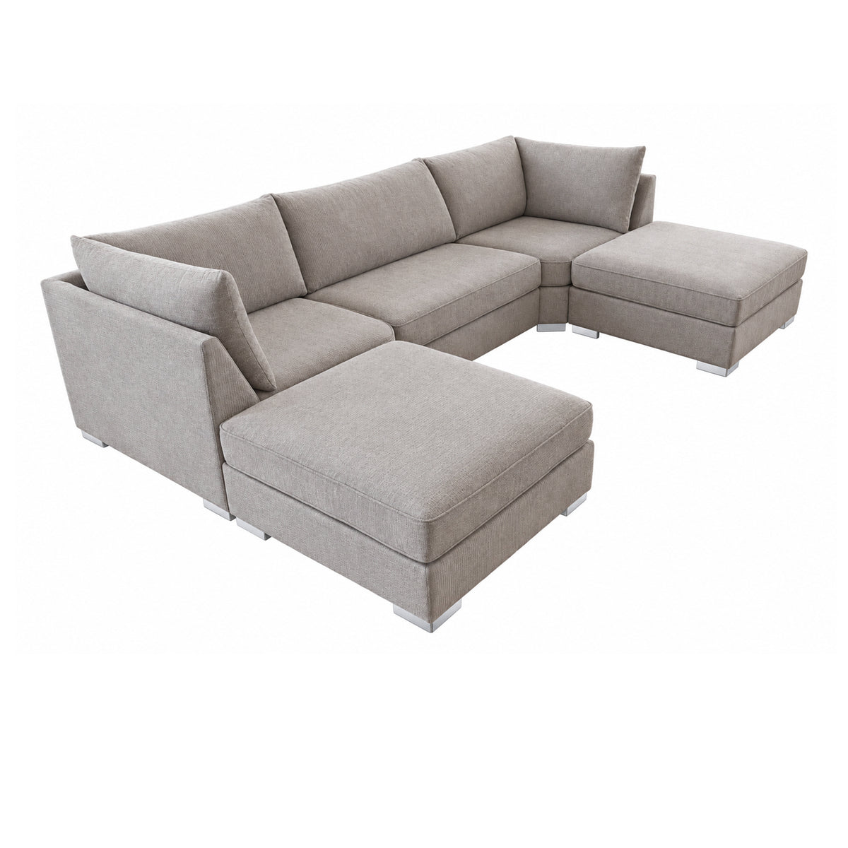 The Wentworth U-shaped Modular Corner Sofa With Deep Seat | 5 Seat | Grey