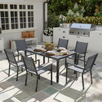 7-piece Wpc Dining Set, 6 Stackable Chairs, Rectangle