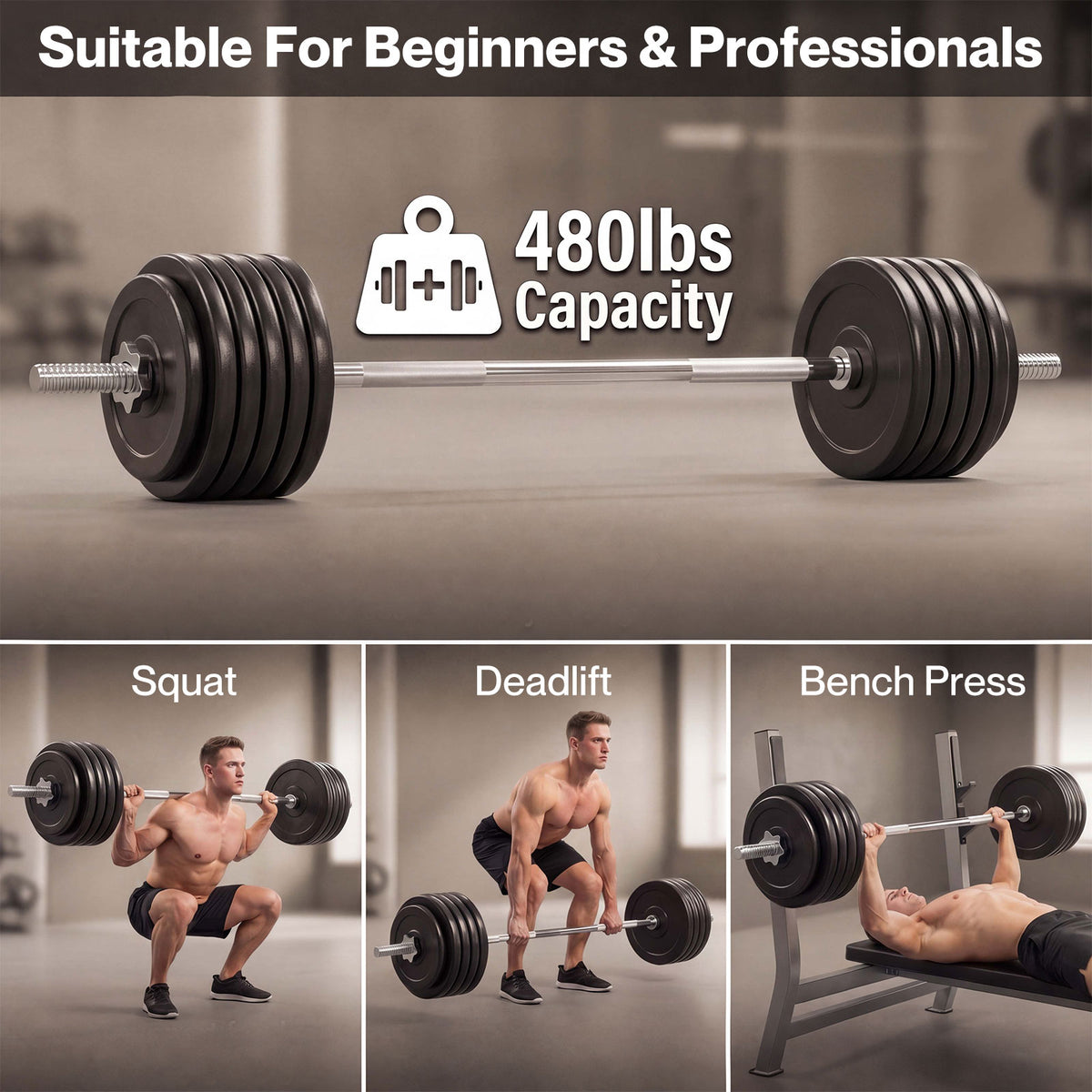 Centra Standard Barbell Bar 140cm Weight Lifting Strength Home Gym Training