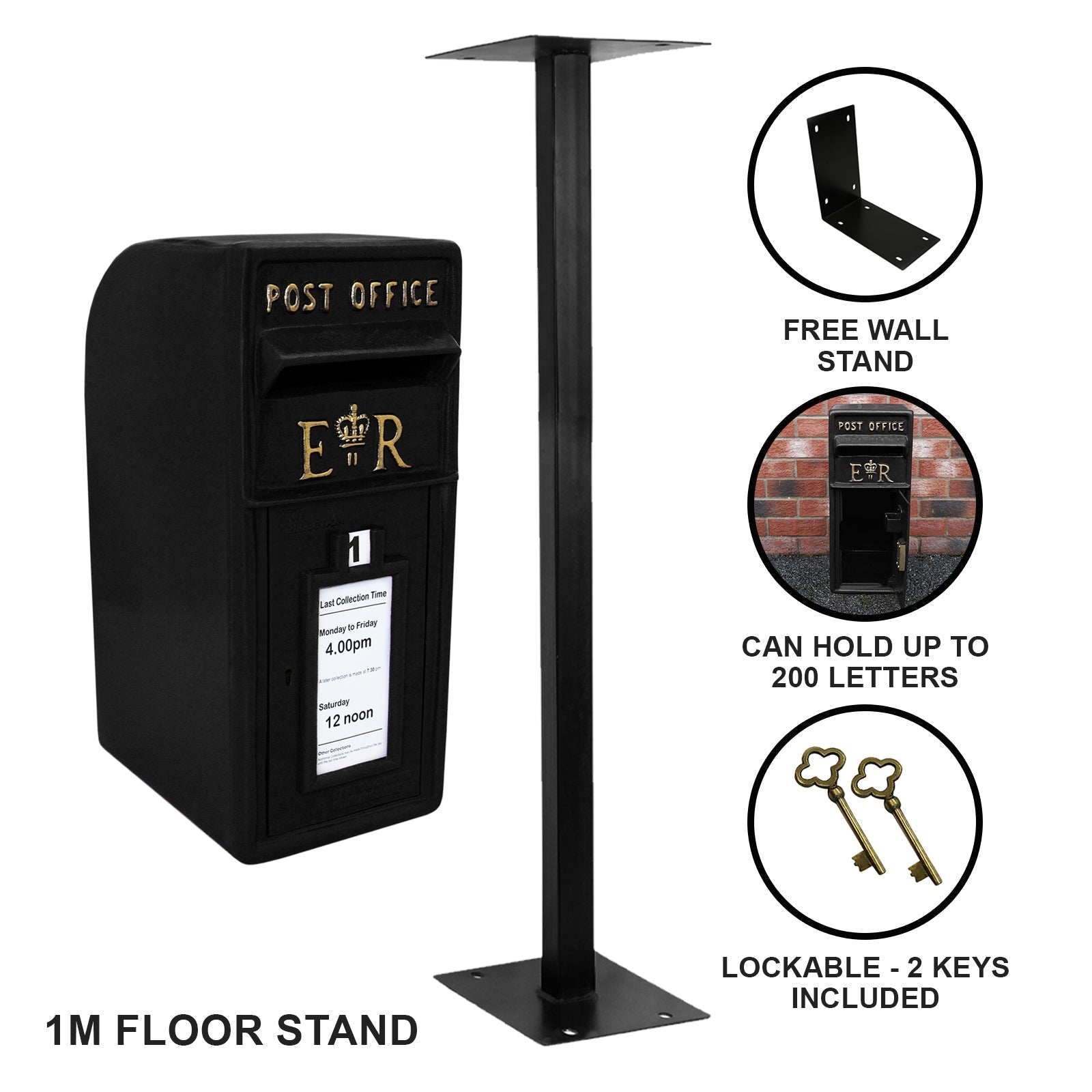 Post Box With Stand | Black
